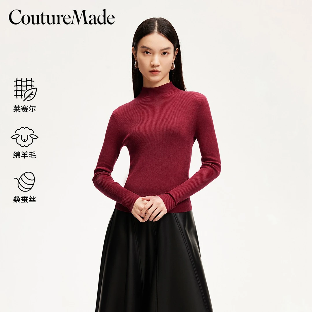 【达人专属】Couture Made针织衫坑条针织高领打底衫324413018
