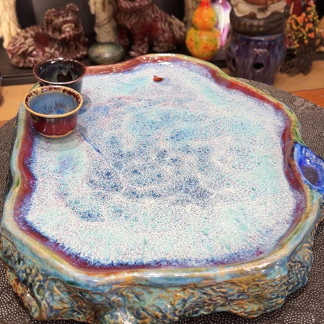 龙窑柴烧陶艺摆件纯手工制作