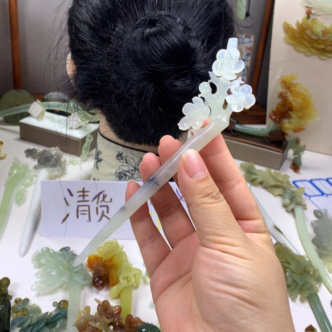 蛇纹石玉未镶嵌发饰