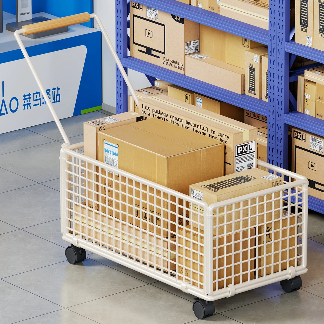 平板小推车拉货拖车可移动家用带围栏快递手推车拉车轻便捷搬运车