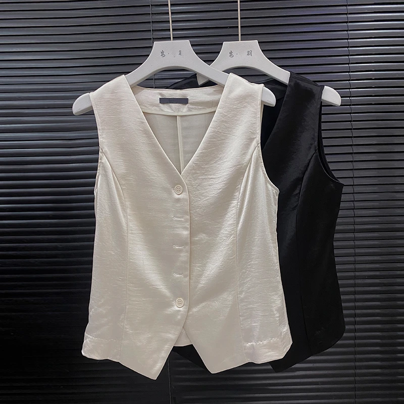 （三醋酸纤维 高定马甲）法式奢华薄款马甲V领复古老钱风