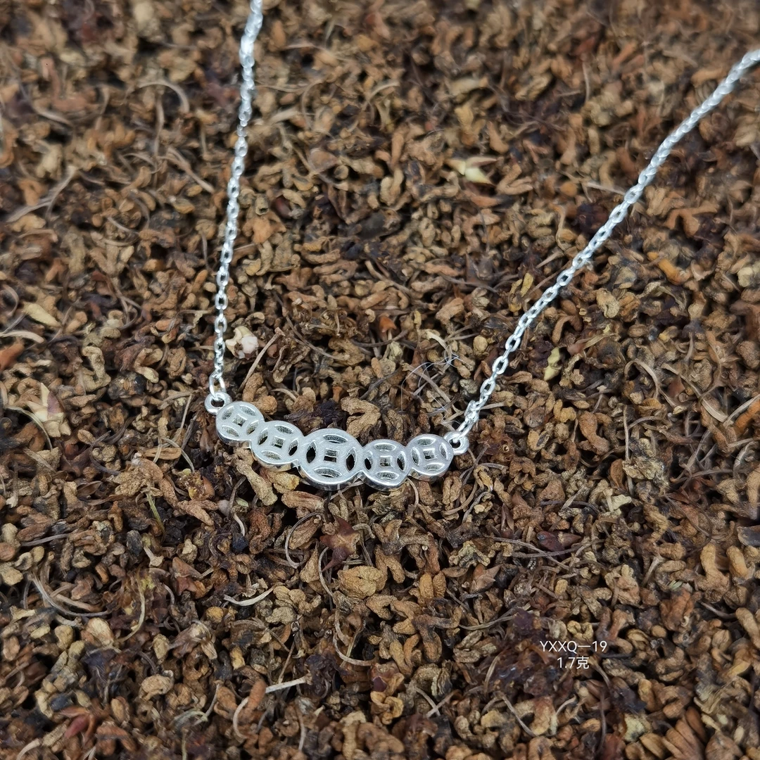 吊坠足银 中式国风 铜钱民族风铜钱足银990项链