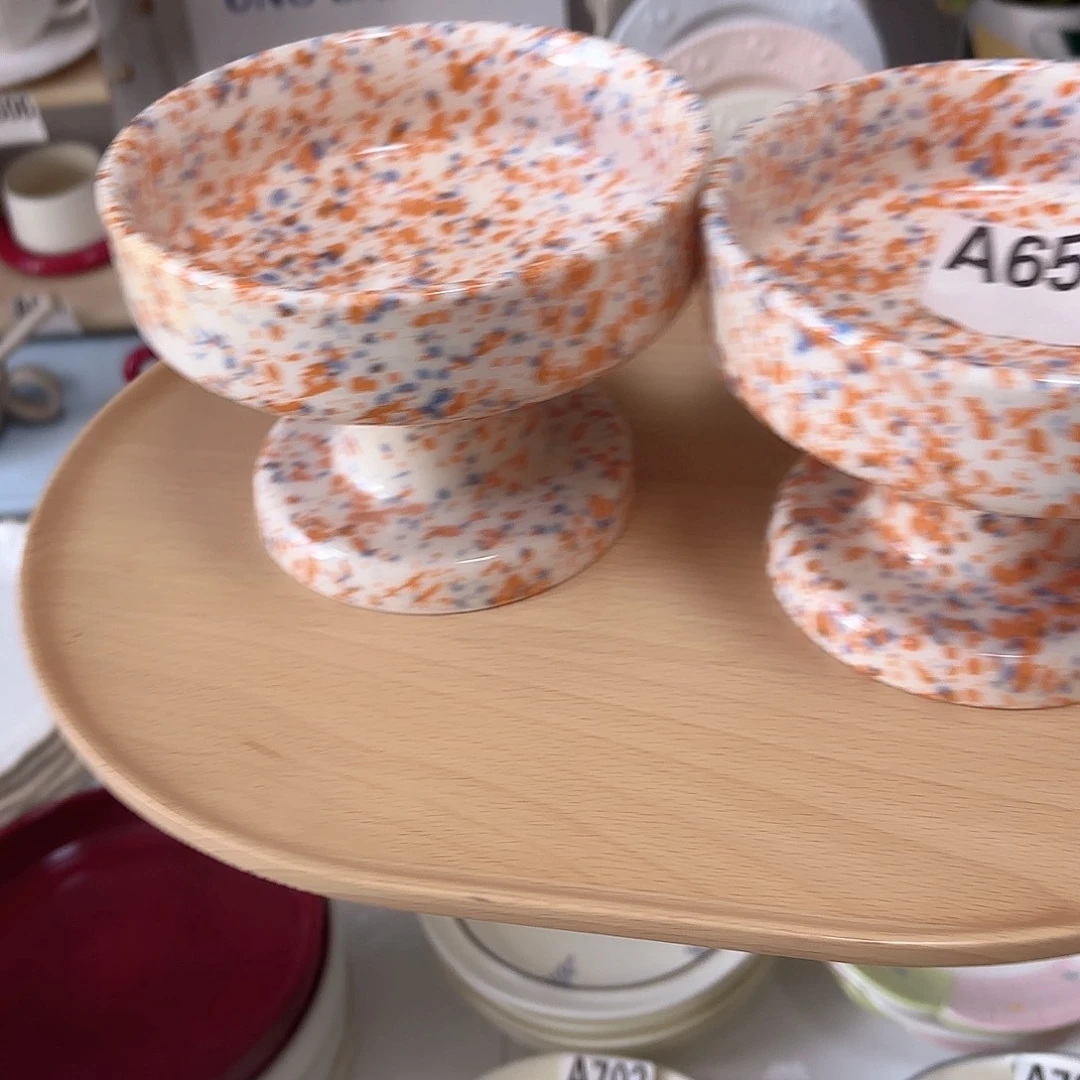 瓷片瑕疵特价陶瓷高脚碗