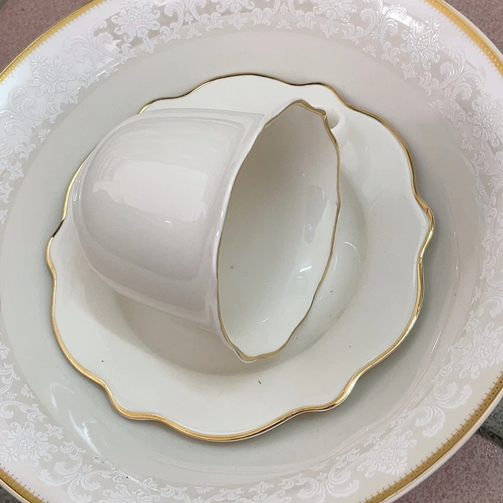 噔***蹬新骨瓷1套杯子1个斗碗微瑕完美主义者慎拍