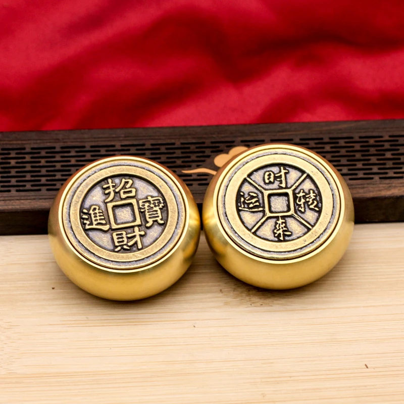 黄铜财进宝时来运转转转手把件可旋转解压手把玩创意个性礼品