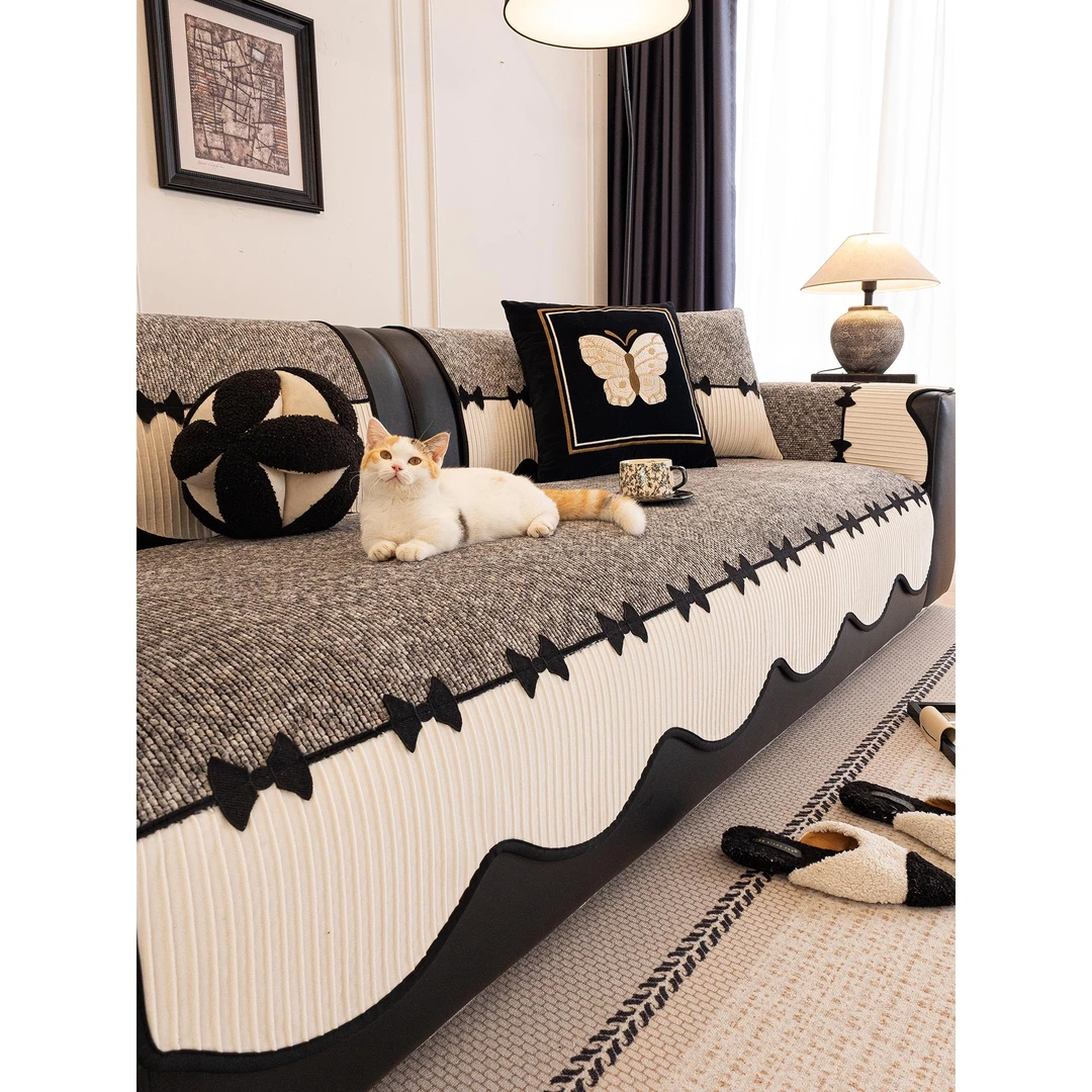 法式雪尼尔沙发垫四季通用2025新款高级感直排沙发固定防滑坐垫