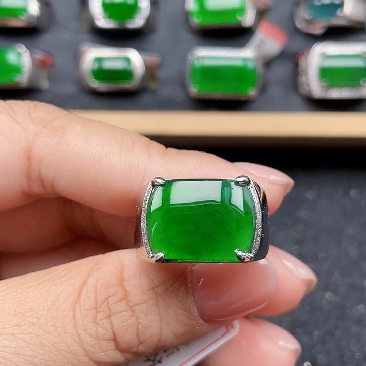 翡翠银S925镶嵌戒指编号0172没运费险