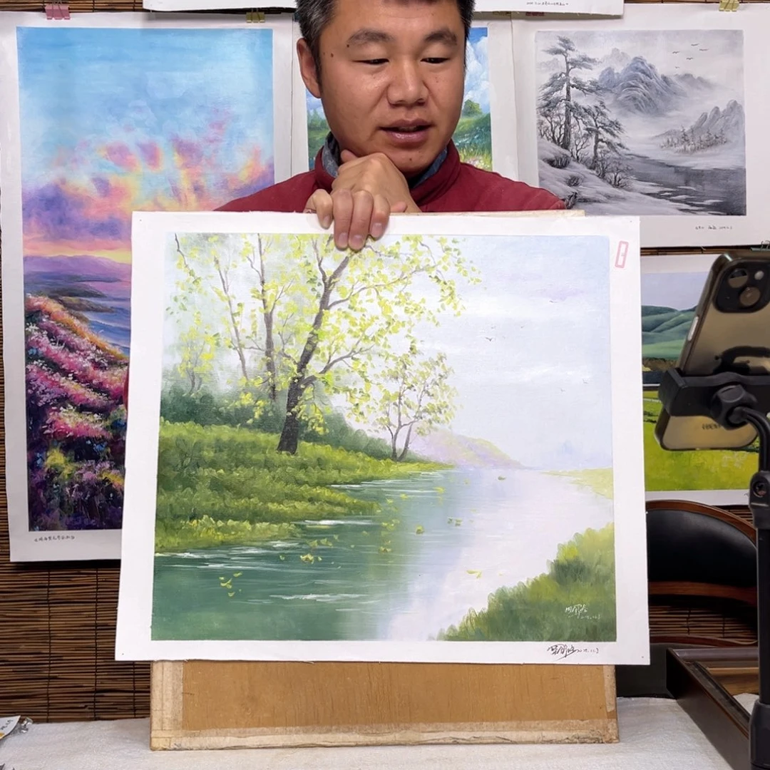 油画行路人小院绘画作品竞拍