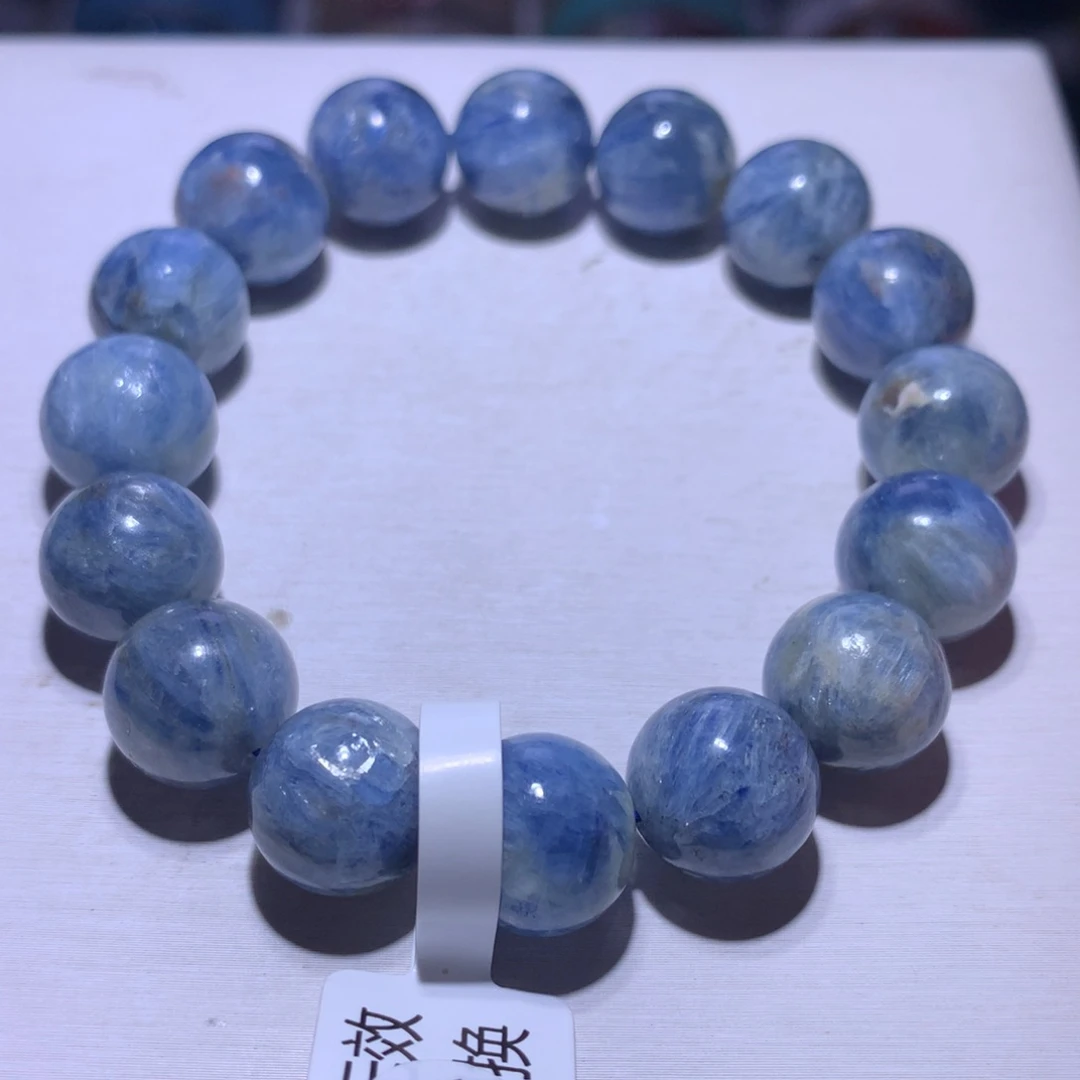 水晶手串银S925镶嵌蓝晶12.9m