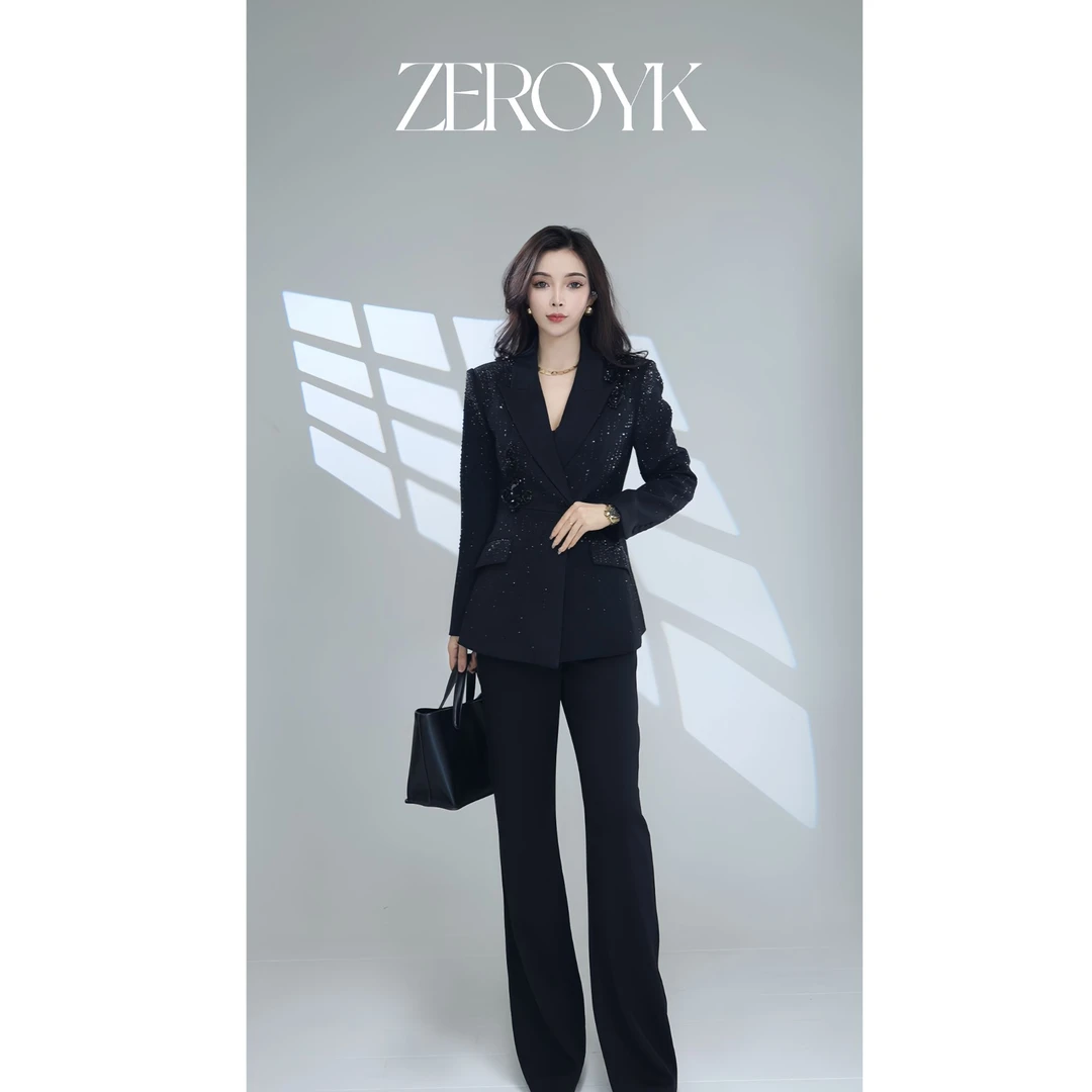 ZEROYK【翎蔻】深圳南油修身高腰气质职业通勤设计师套装