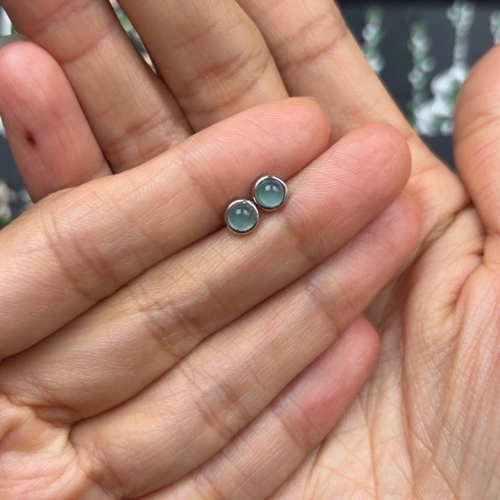 翡翠银S925镶嵌耳饰