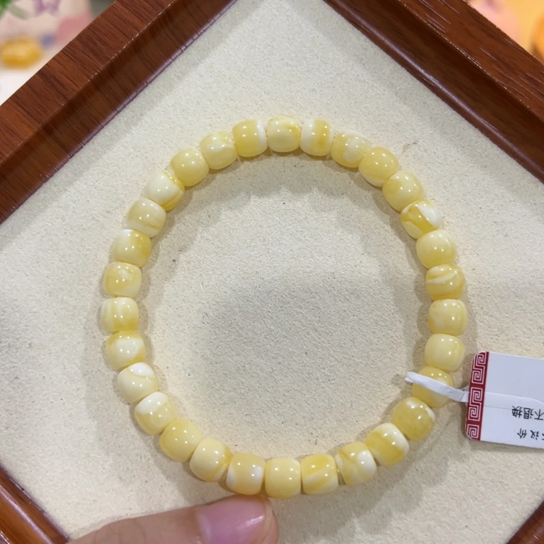 手链蜜蜡未镶嵌7m瓷白直切高桩单圈