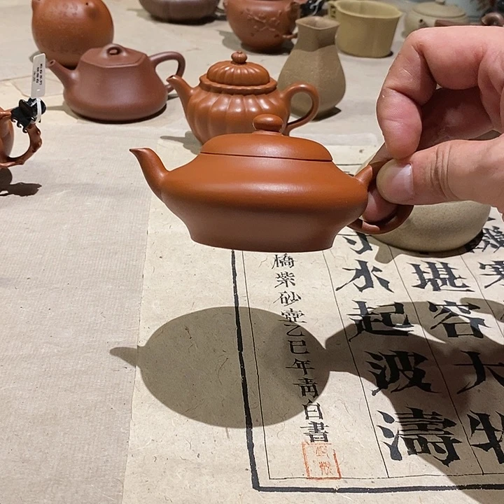 茶壶紫砂扁灯朱泥