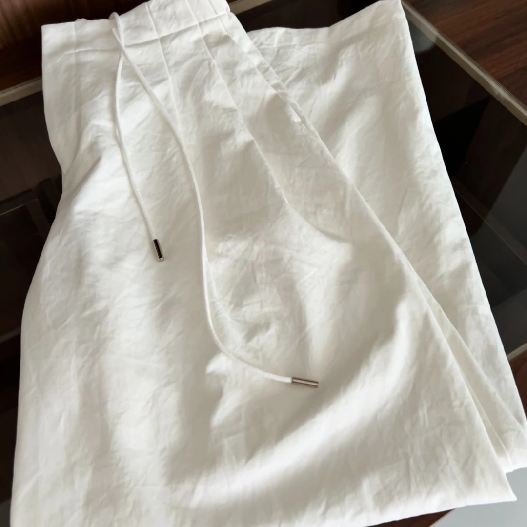 【YiYi】百搭神裤~高腰松紧腰百搭通勤秋季纯色直筒阔腿裤