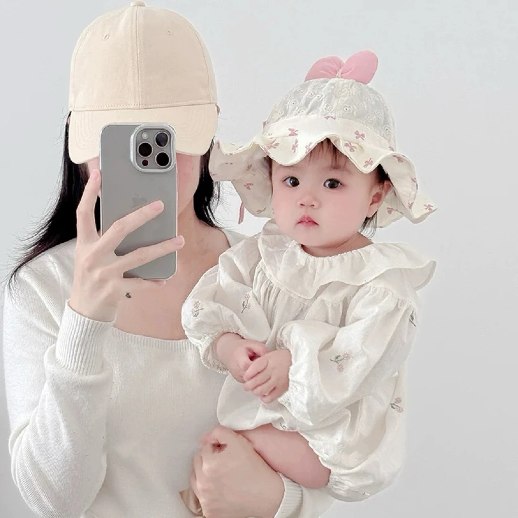 婴儿帽子夏季渔夫帽春夏薄款儿童洋气遮阳帽女宝宝外出防晒太阳帽