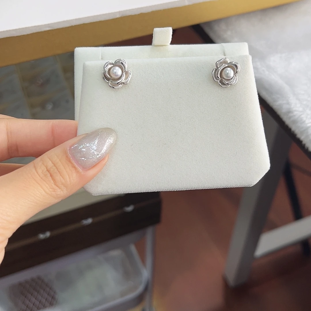 淡水珍珠耳饰银S925镶嵌