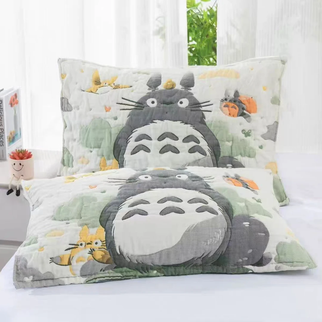 【龙猫】枕巾52*78一对装卡通简约可爱泡芙柔软亲肤吸汗