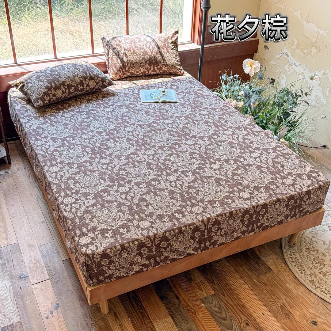 A类原麻双层纱防滑防尘床笠床罩四季通用可机洗