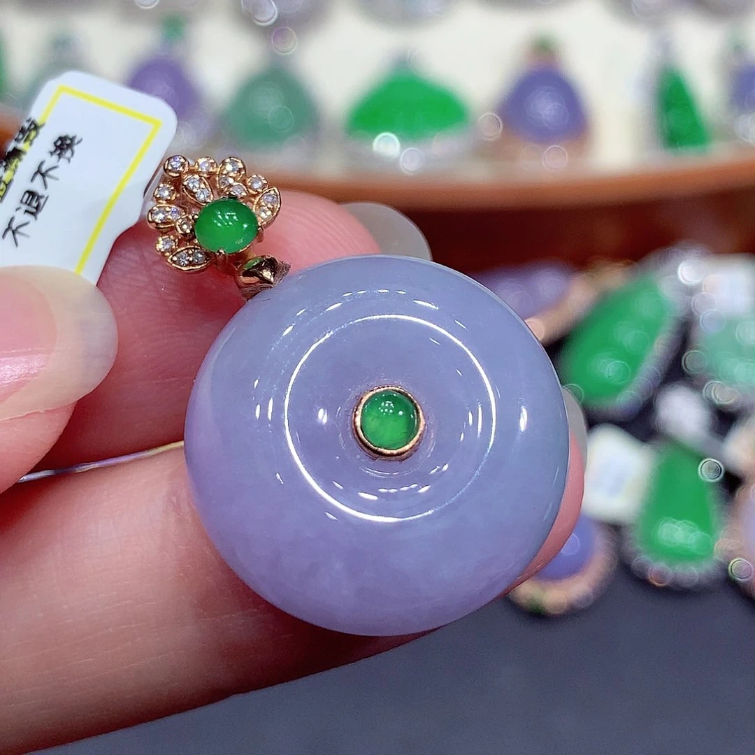 翡翠18K金镶嵌吊坠(不含链)