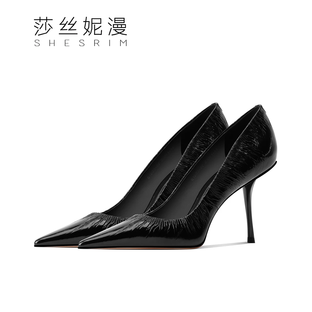 小众设计褶皱高跟鞋女2025春季新款百搭尖头细跟女士浅口单鞋性感