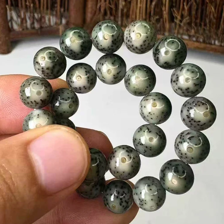 【满绿星点货】绿幽灵星月菩提9圆珠火龙果分布均匀小细星