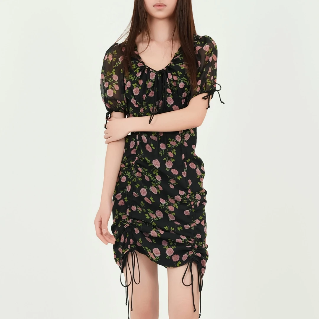 AOLI-夏季桑蚕丝优雅连衣裙8458