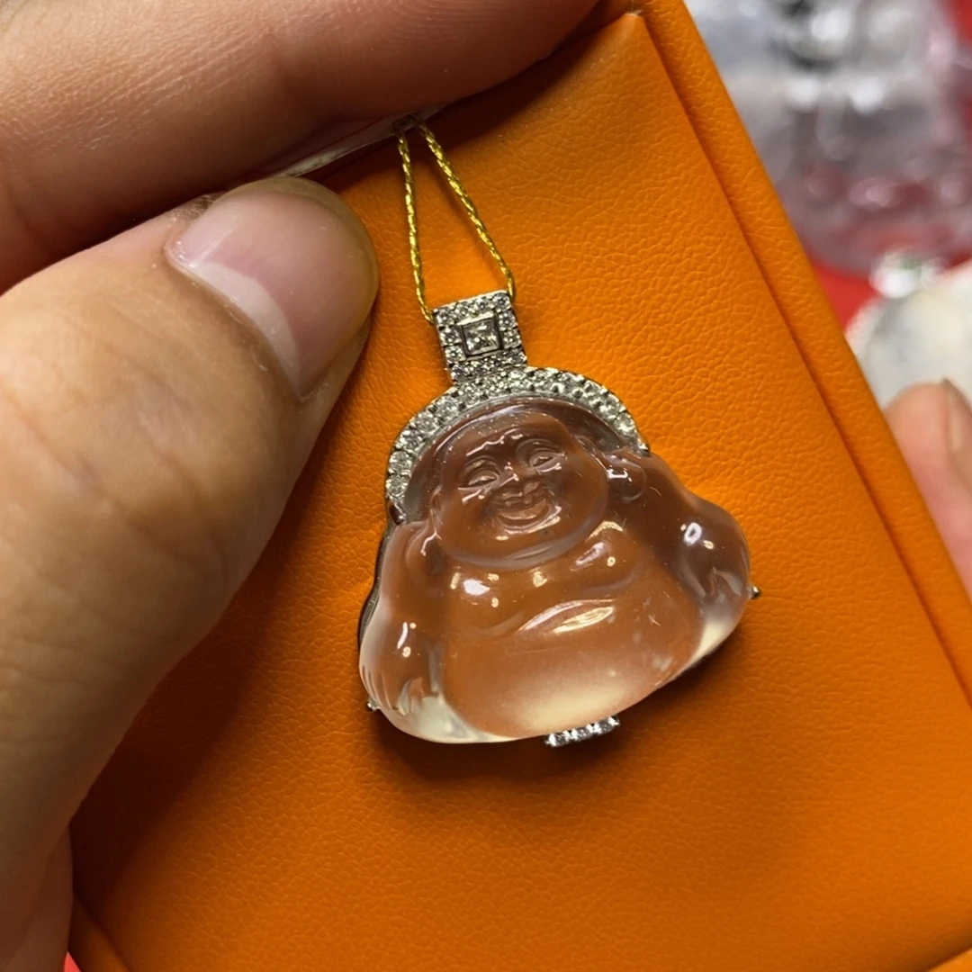 石英质玉银S925镶嵌吊坠