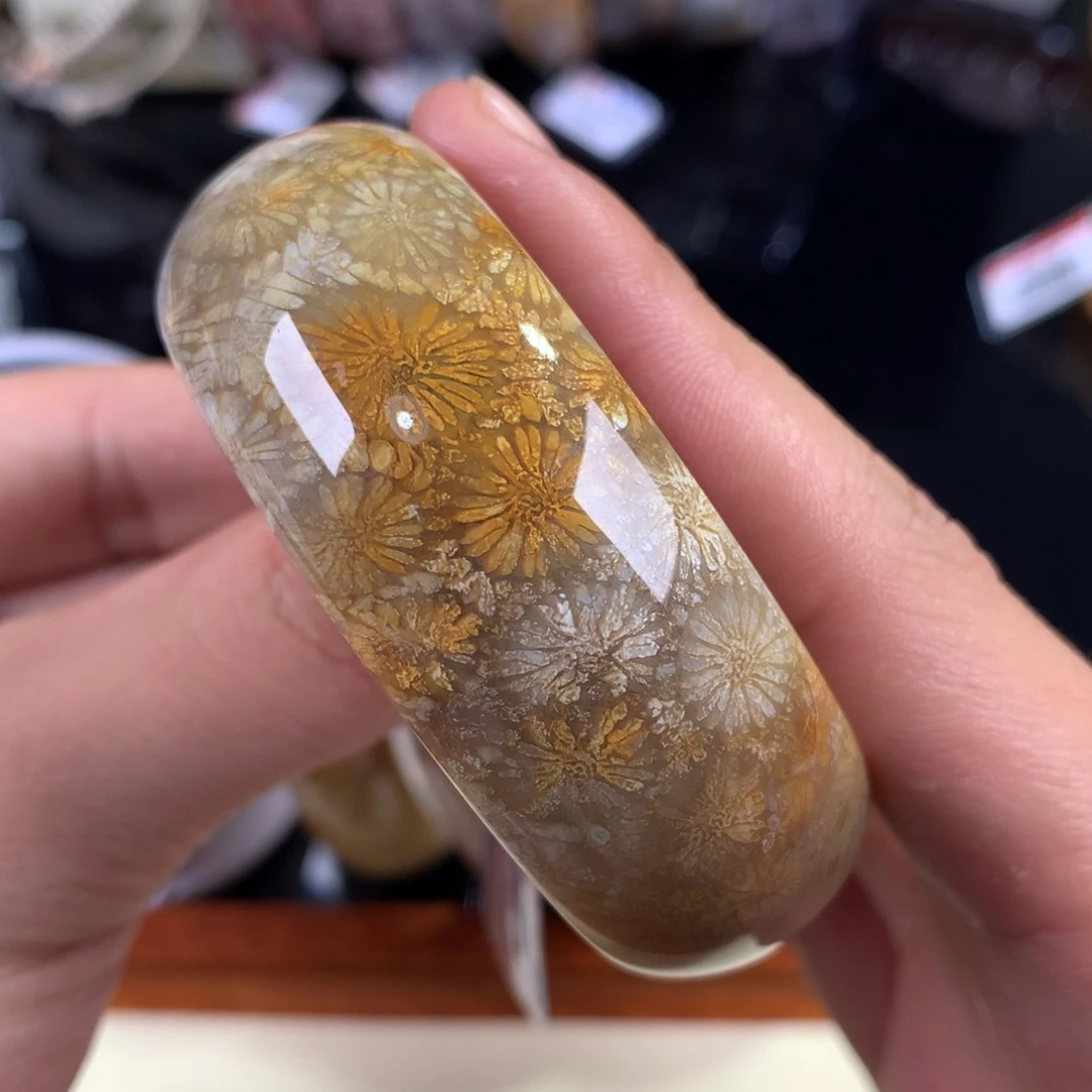 硅化珊瑚（珊瑚玉）未镶嵌吊坠(赠链)42号53.4圈美拉德大花