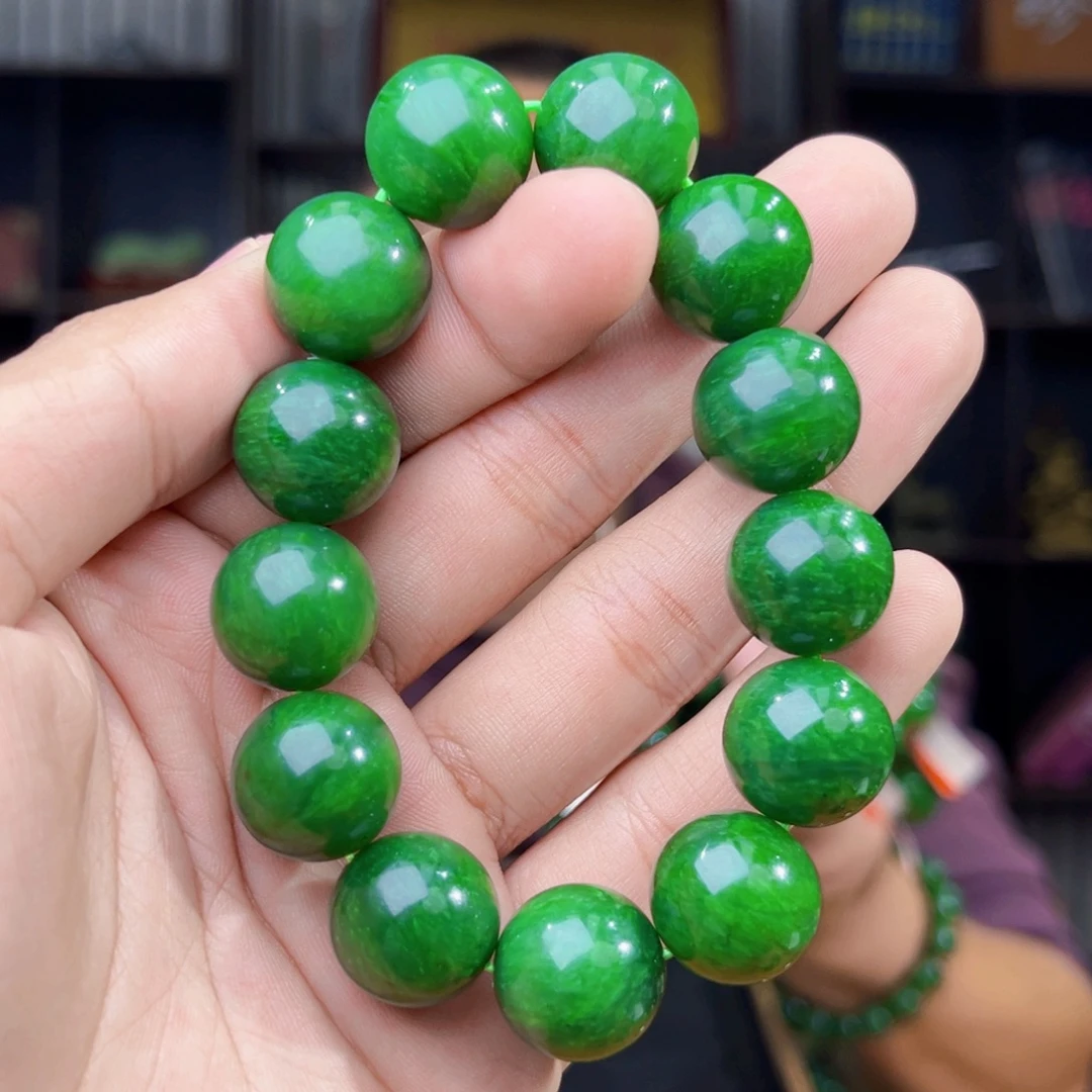 和田玉未镶嵌手串天然和田玉俄罗斯五号矿琉璃翠卡16