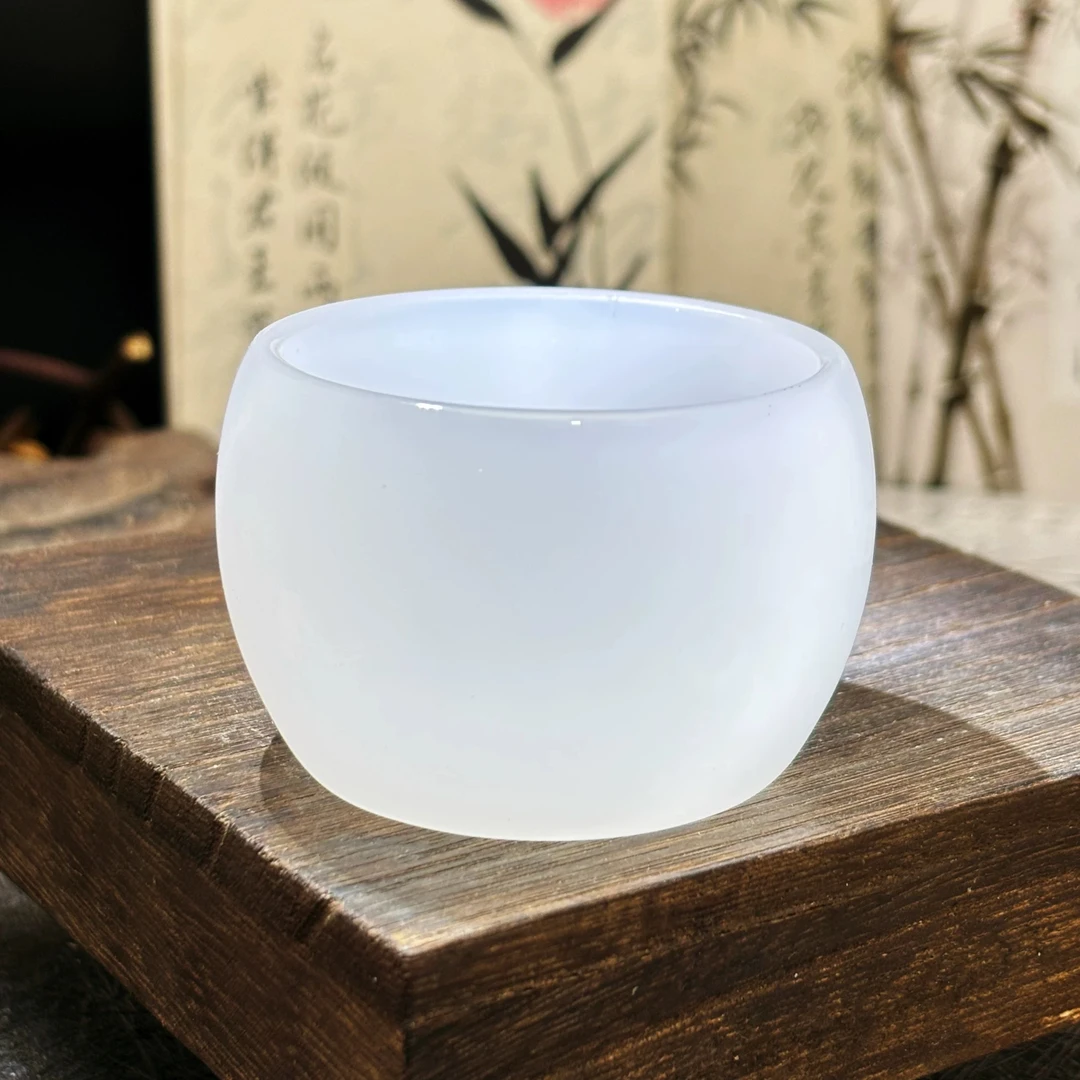 陶瓷家用款透明琉璃白色主人杯一口杯茶具茶器YY4608