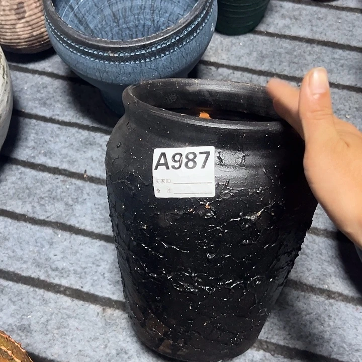 粗陶盆有孔高24口16