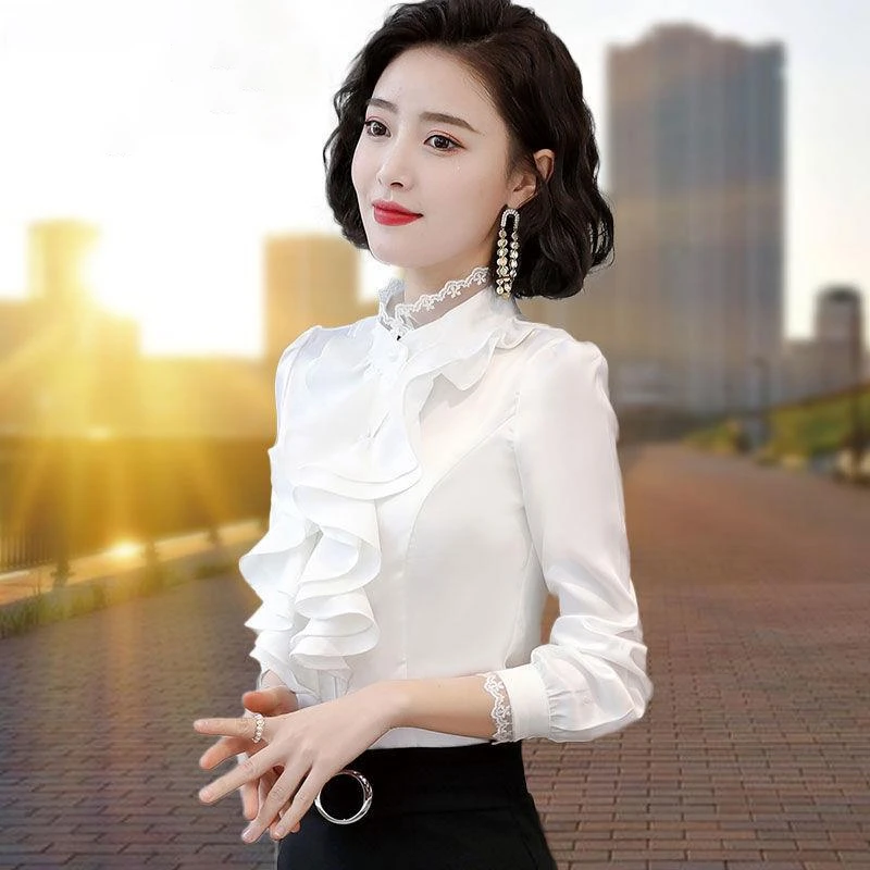 【官方品牌】啄木鳥雪纺衬衫女秋冬装2025年新款洋气衬衣打底衫上衣