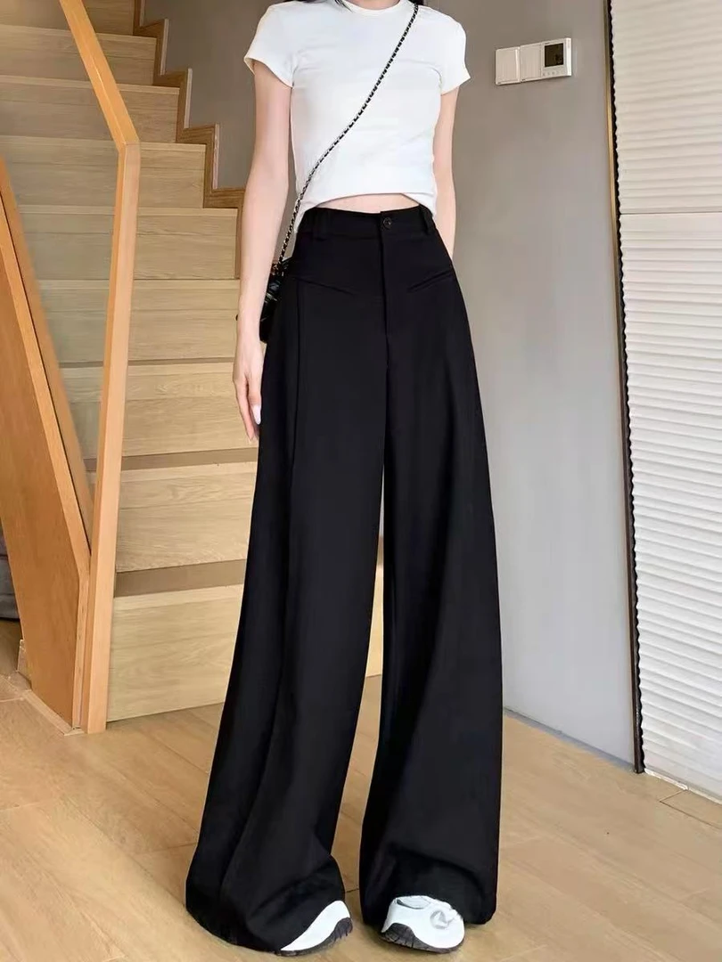 【AS•原创设计】NN3569-时尚女装设计感休闲裤黑色百搭显瘦