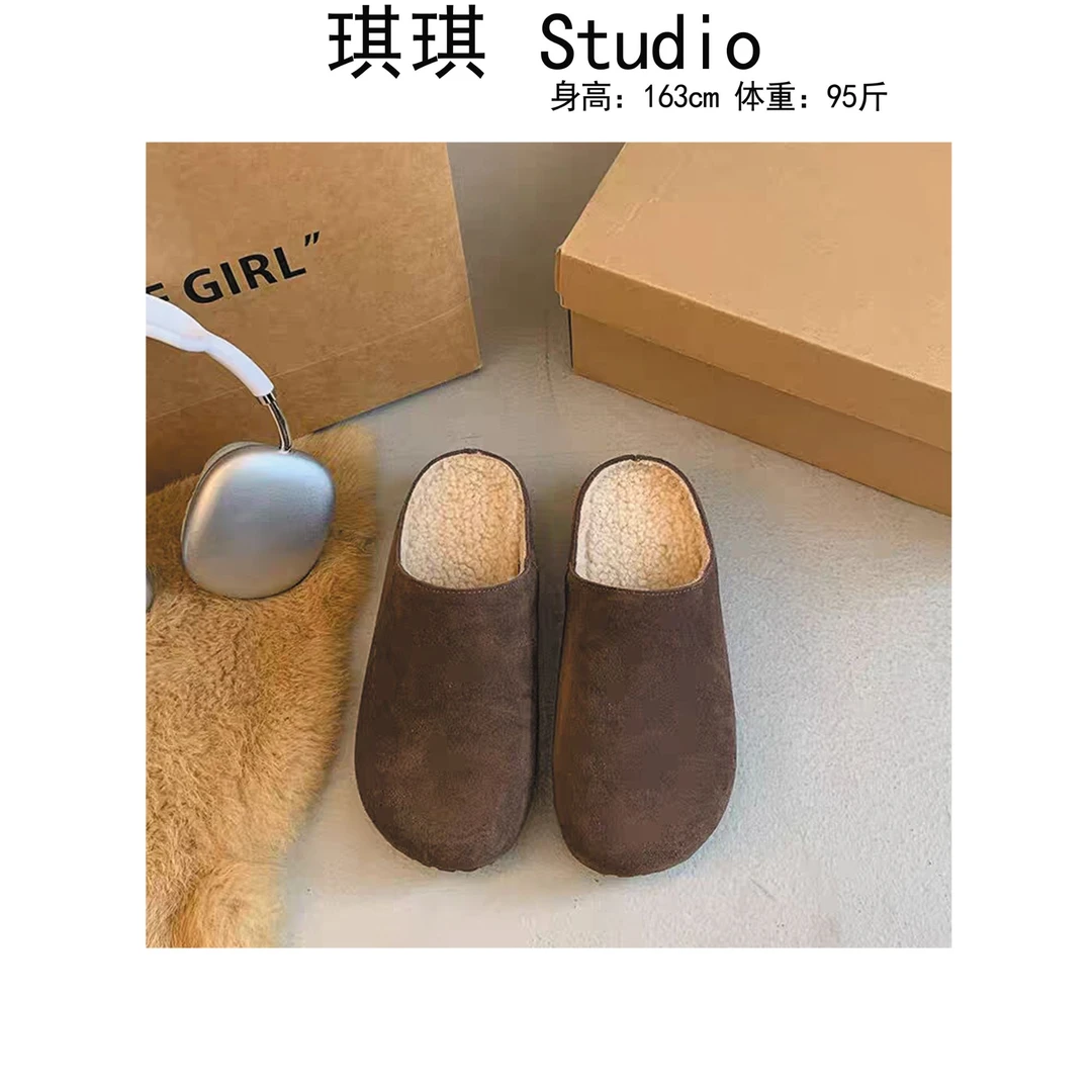 《琪琪家》秋冬季新款舒适休闲百搭时尚咖啡色博肯休闲半拖8805-F3
