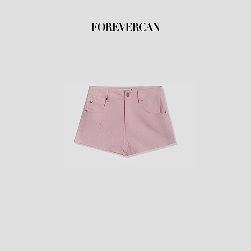 FOREVERCAN“夏日调色盘”解构主义拼接高腰牛仔短裤 SP20027