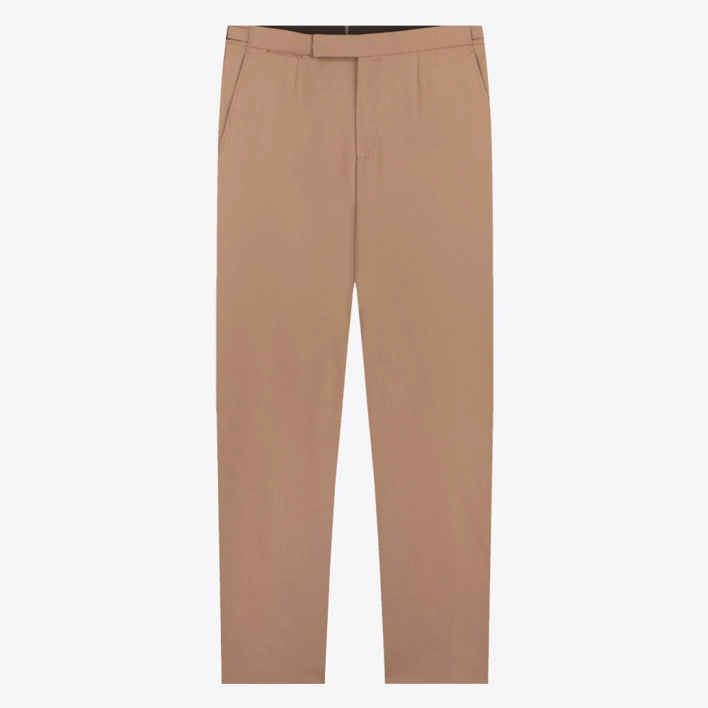 ERMENEGILDO ZEGNA EZ杰尼亚男骆驼绒休闲西装裤669F00-75F812