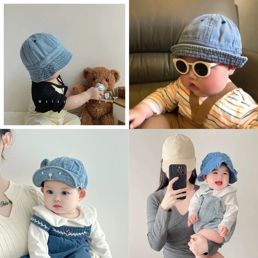 韩版牛仔宝宝帽子春秋遮阳防晒薄款鸭舌帽男女童可爱棒球帽秋天潮