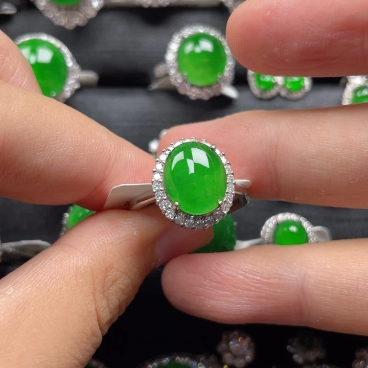翡翠戒指银S925镶嵌