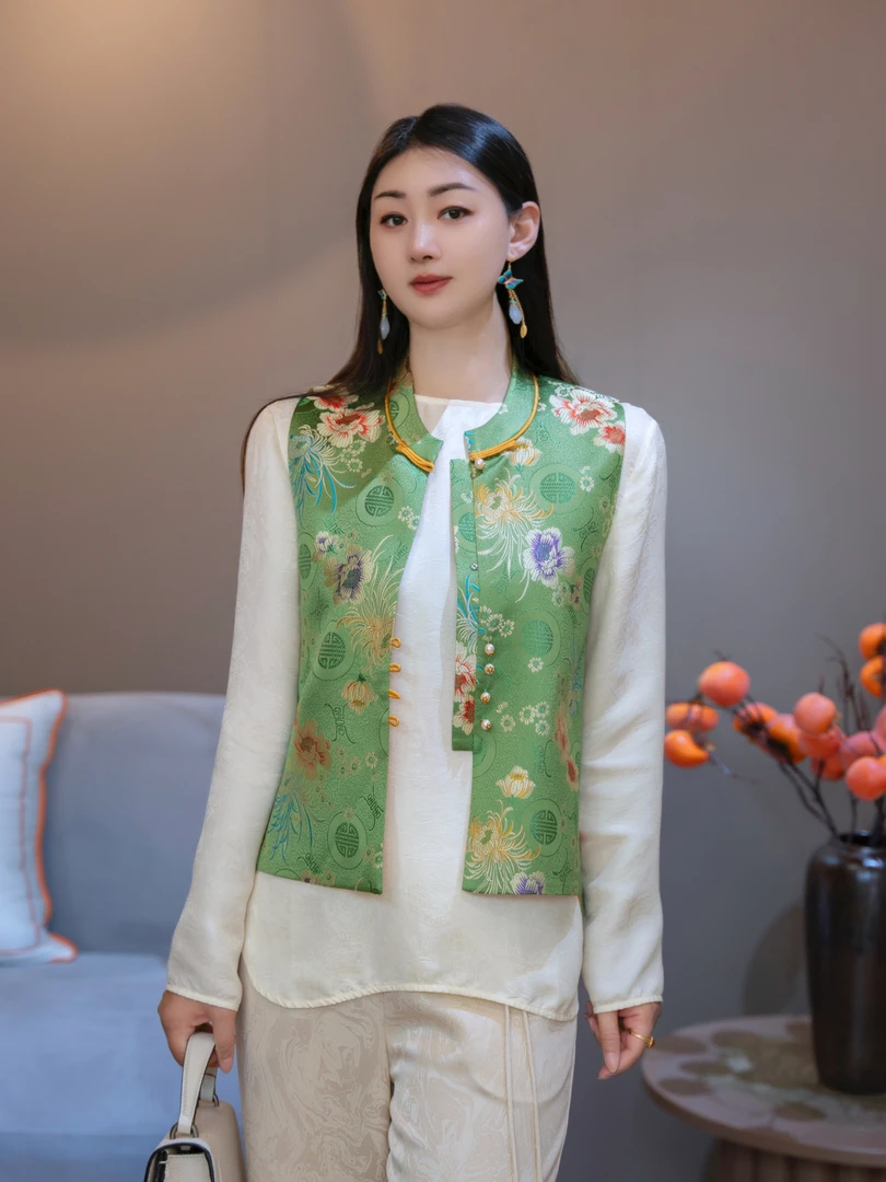 【子馨】新中式国风时尚高级定制复古百搭宽松版马甲HF-870021