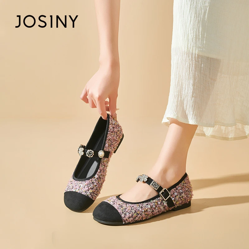 卓诗尼2025年春秋玛丽珍鞋女小香风小皮鞋拼色鞋子平小皮鞋单鞋