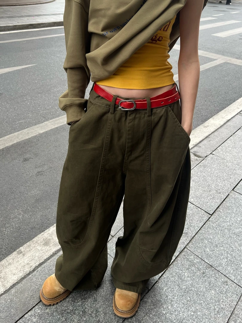 【618现货5折】复古美式港风中性口袋百搭宽松阔腿休闲裤 90003