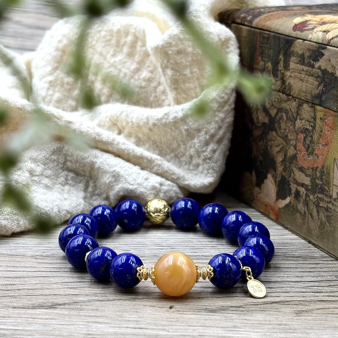 【晟伊】龙吸水第二步青金石蜜蜡配比手串+名+日期（多样性发一）