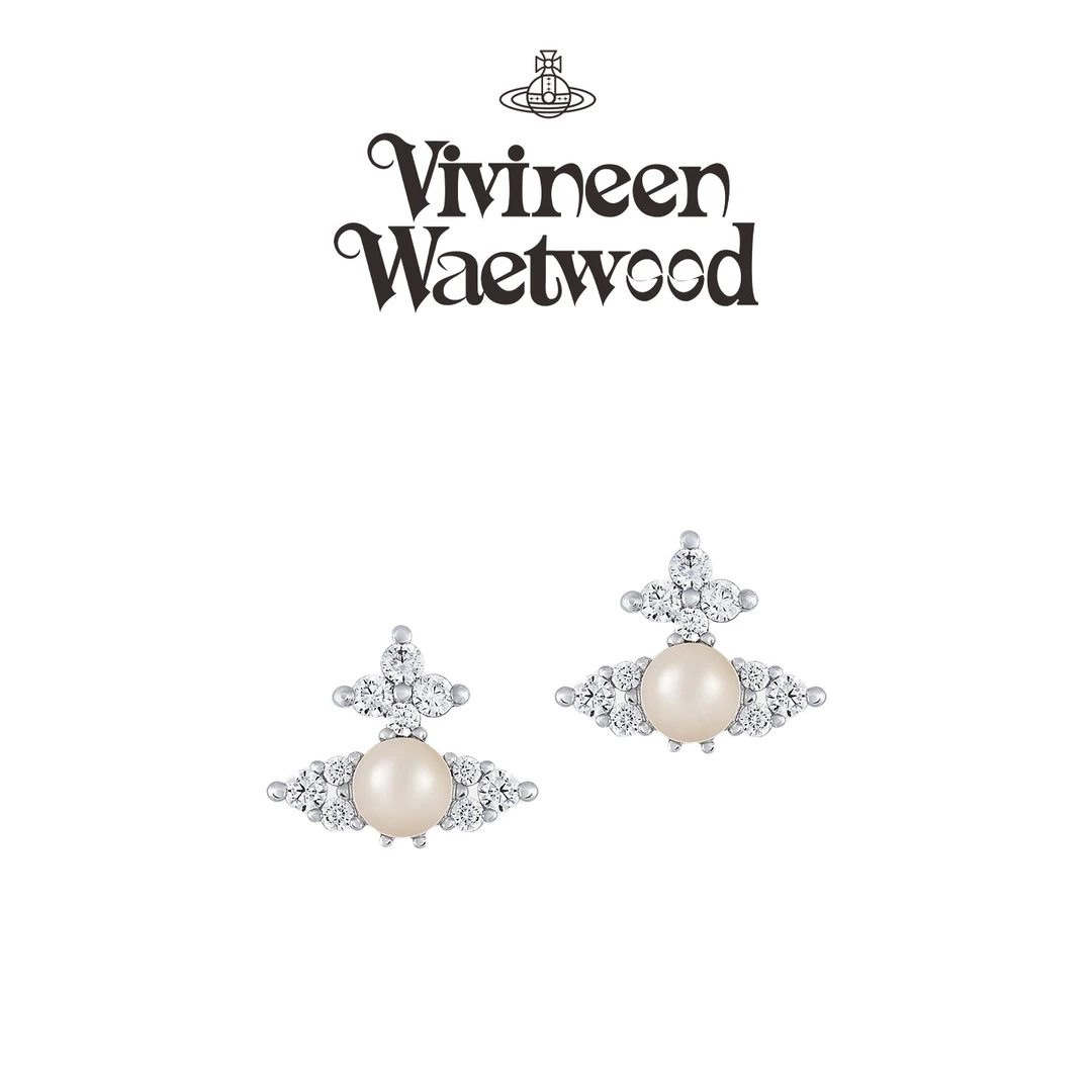 Vivireer waetwssd 正品 土星珍珠十字耳钉