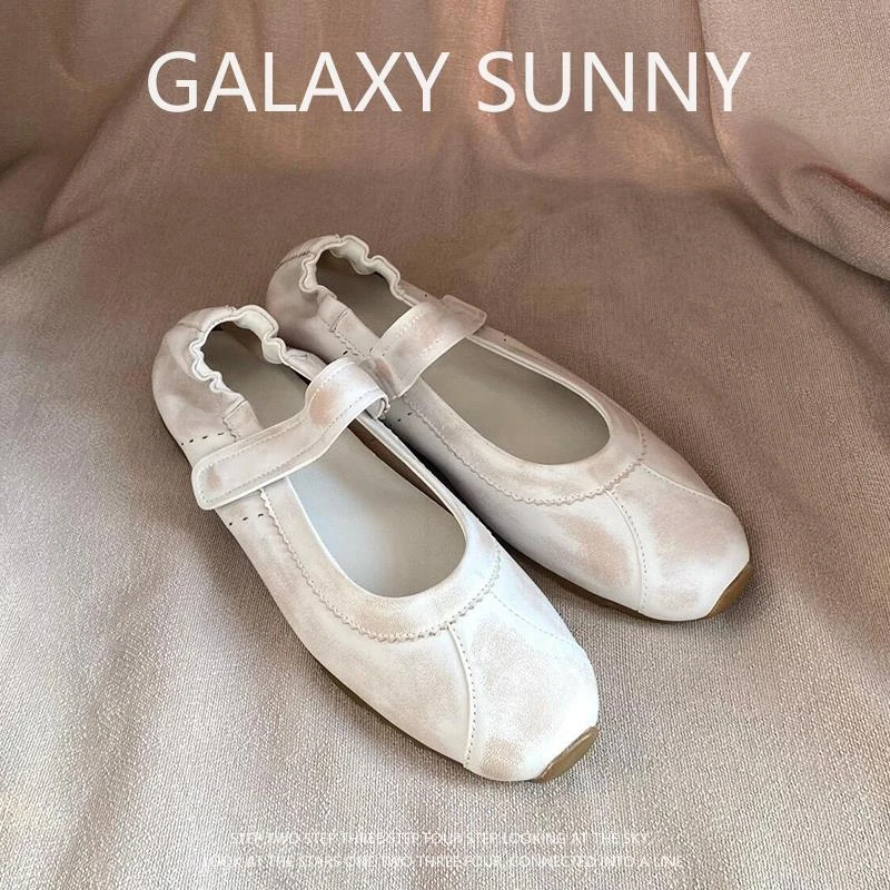 御阅2025年秋季覆古魔术贴时尚玛丽珍鞋芭蕾风百搭圆头平底单鞋女
