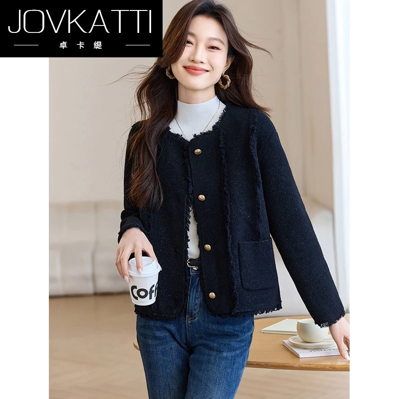 小香风气质流苏圆领夹克外套女春秋2025新款高级感小个子短款上衣