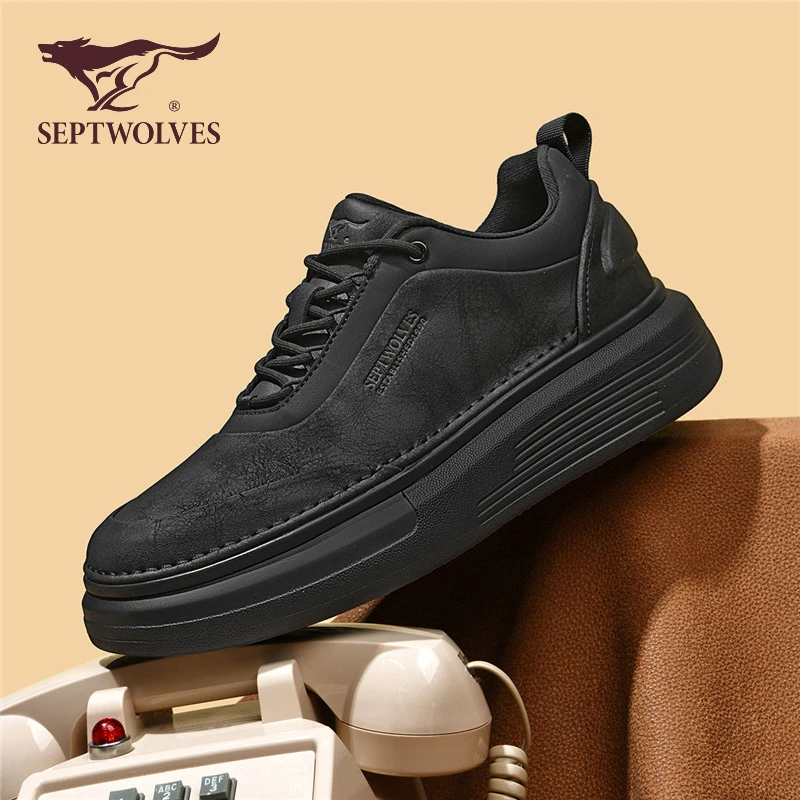 七匹狼男鞋秋季新款英伦时尚百搭休闲板鞋男士防滑耐磨商务工装鞋