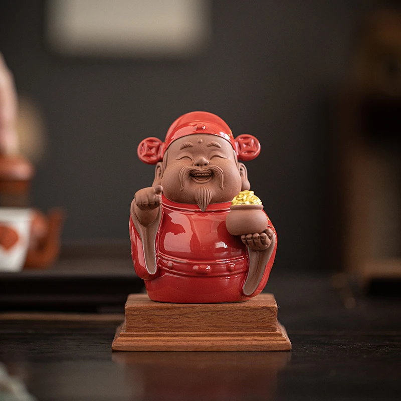 指你发财创意陶瓷财神爷小摆件禅意家居桌面办公室招财装饰工艺品