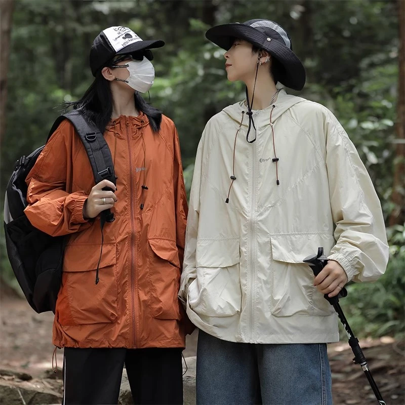 抽绳防风轻薄防晒衣男夏季山系户外防紫外线机能风工装冲锋衣外套
