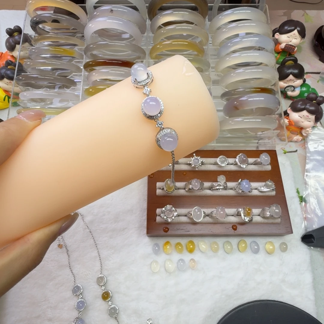玛瑙/玉髓银S925镶嵌手链