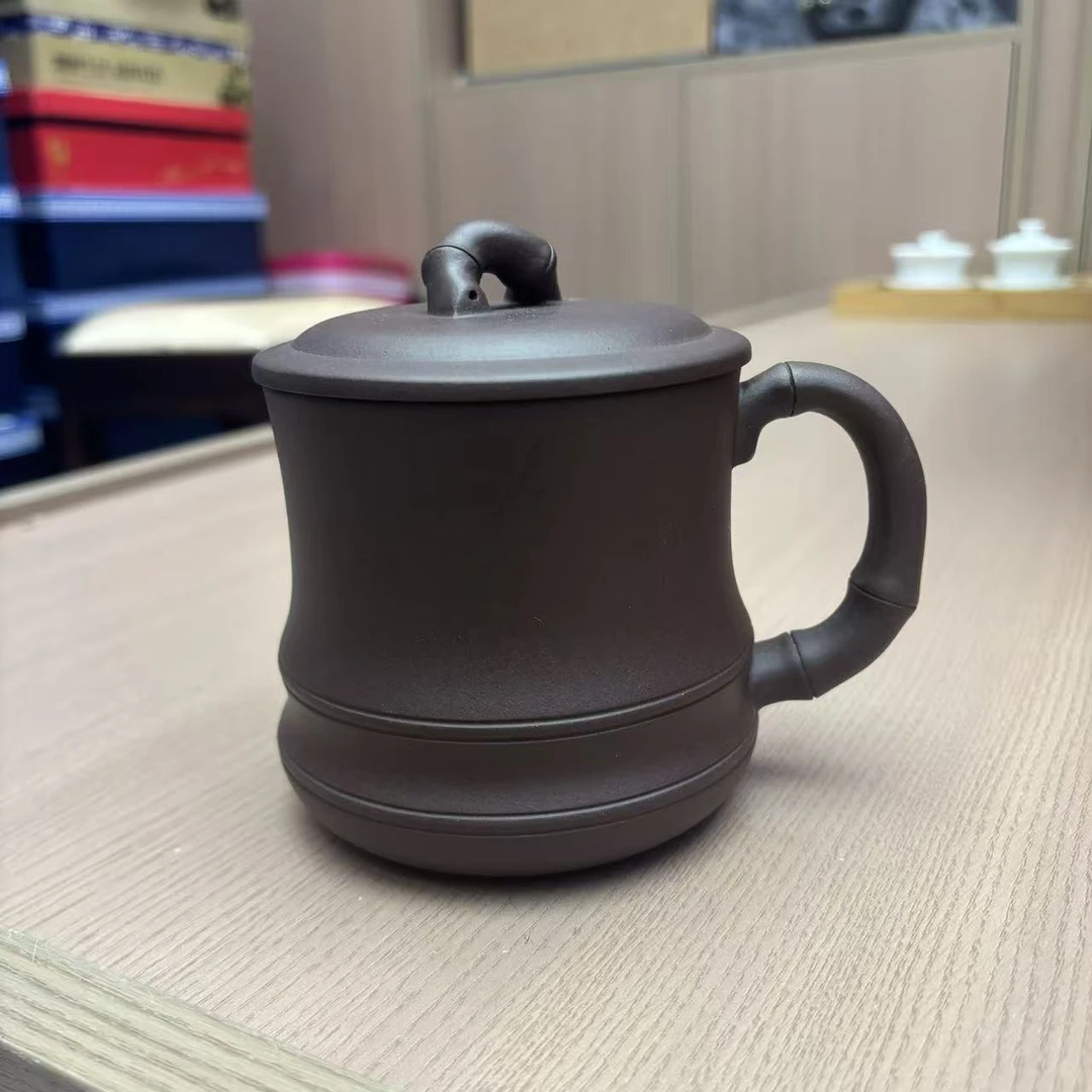 手工宜兴紫砂杯带盖大容量紫砂茶杯